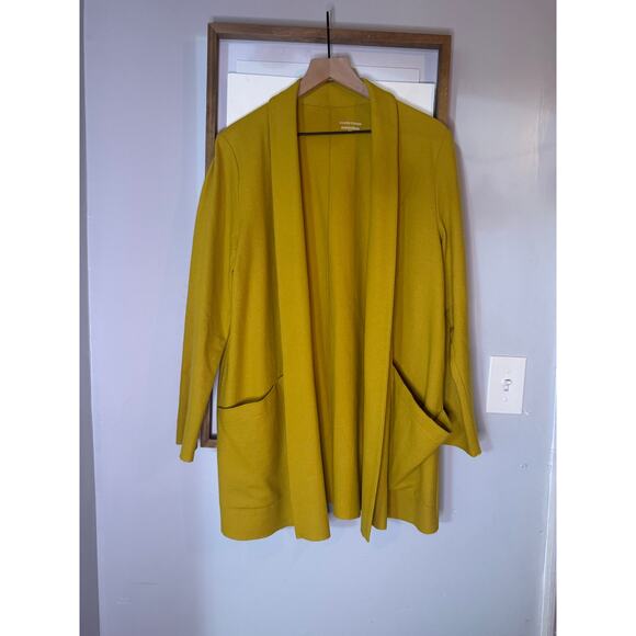 Eileen Fisher Boiled Wool Jersey Jacket mustard cardigan size medium open front - Picture 4 of 7